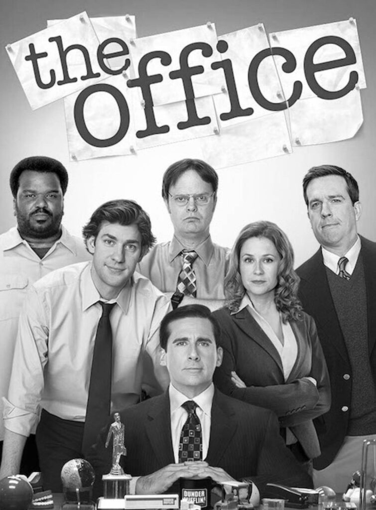 Affiche série The Office USA créée et adaptée par Greg Daniels, Ricky Gervais, Stephen Merchant. 2005 - 2013